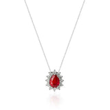 Colar Gargantilha, Gota Vermelho Cravejada (Prata 925)