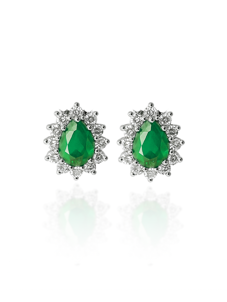 Brinco Gota Verde Cravejada (Prata 925)