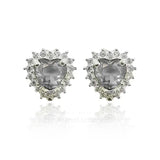 Brinco Coração Cristal Cravejada (Prata 925)