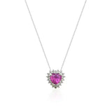 Colar Gargantilha, Coração Rose Cravejada (Prata 925)