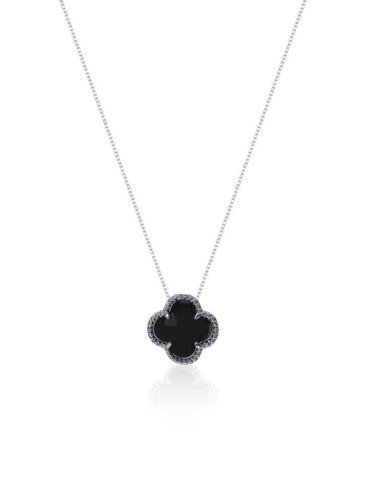 Colar Gargantilha Trevo Preto