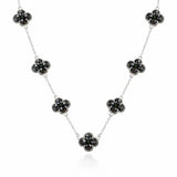 Colar 7 Trevos Preto (Prata 925)
