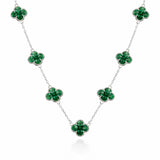 Colar 7 Trevos Verde (Prata 925)