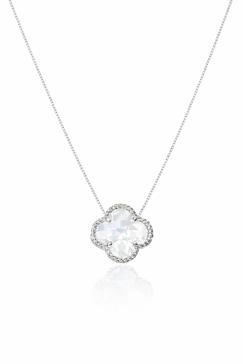 Colar Gargantilha Trevo Cristal (Prata 925)