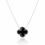 Colar Gargantilha Trevo Preto (Prata 925)
