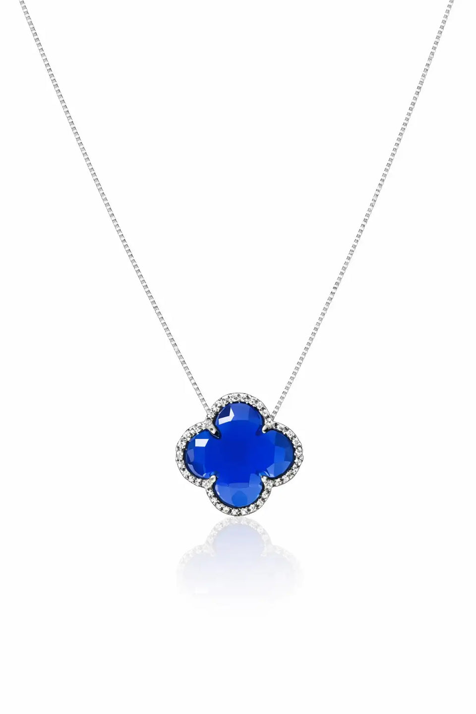 Colar Gargantilha Trevo Azul (Prata 925)