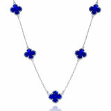 Colar 5 Trevos Azul (Prata 925)