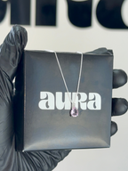Colar Veneziana Ponto De Luz Gota Cristal - Rosa (Prata 925)