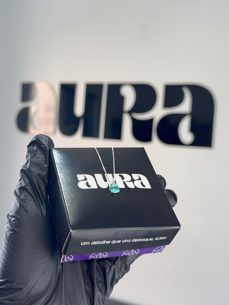 Colar Veneziana Prata 925 Legítima Ponto De Luz Gota Cristal - Verde