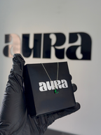 Colar Veneziana Ponto De Luz Gota Cristal - Verde (Prata 925)