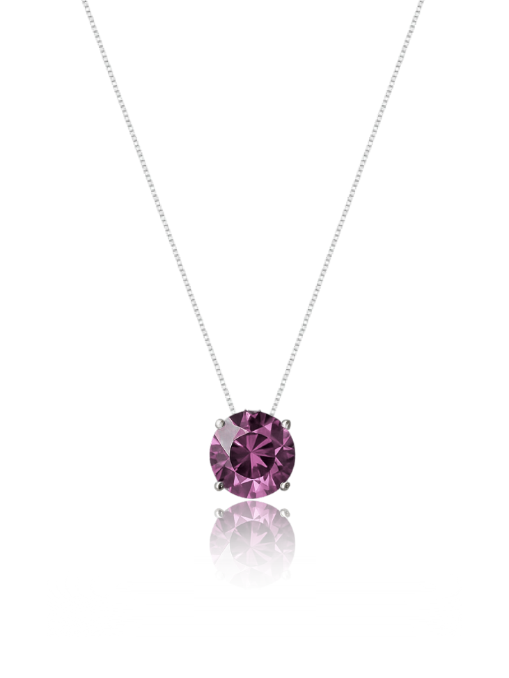 Colar Veneziana Prata 925 Legítima Ponto De Luz Cristal - Rosa