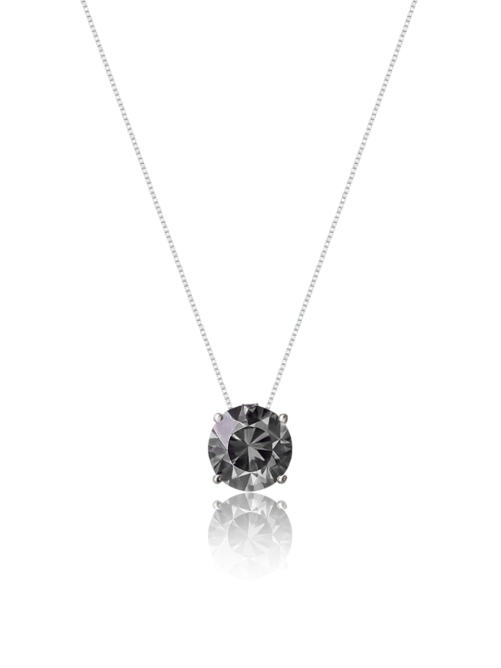 Colar Veneziana Prata 925 Legítima Ponto De Luz Cristal -  Transparente