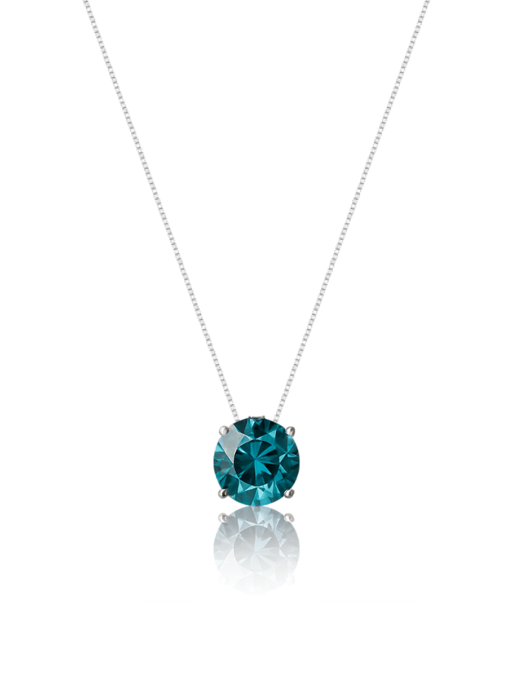 Colar Veneziana Prata 925 Legítima Ponto De Luz Cristal - Azul