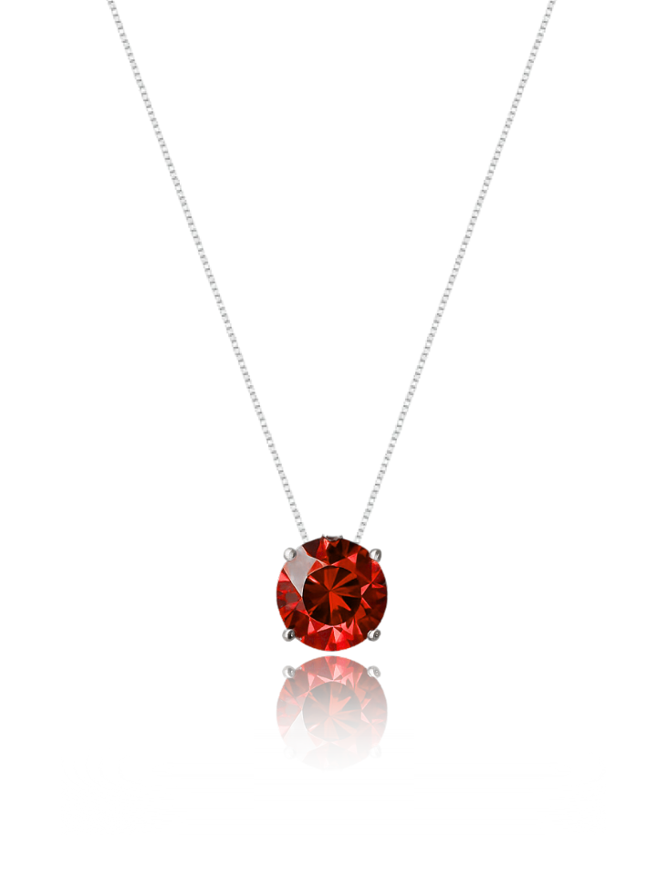 Colar Veneziana Prata 925 Legítima Ponto De Luz Cristal - Vermelho