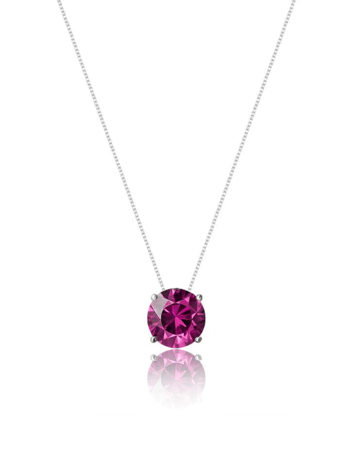 Colar Veneziana Prata 925 Legítima Ponto De Luz Cristal  - Rosa