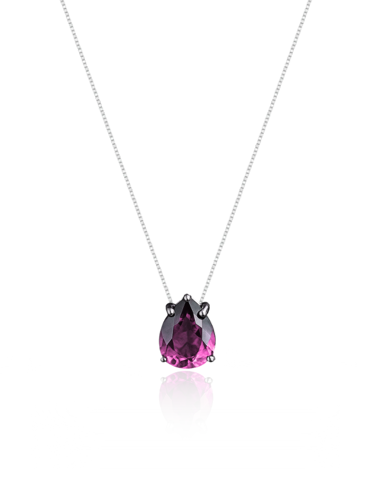 Colar Veneziana Prata 925 Legítima Ponto De Luz Gota Cristal - Rosa