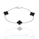 Pulseira 3 Trevos Preto (Prata 925)