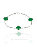 Pulseira em prata 925 com três folhas verdes, design exclusivo e acabamento premium