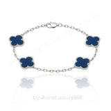 Pulseira 4 Trevos Azul (Prata 925)