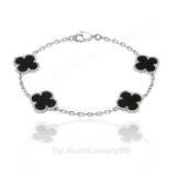 Pulseira 4 Trevos Preto (Prata 925)